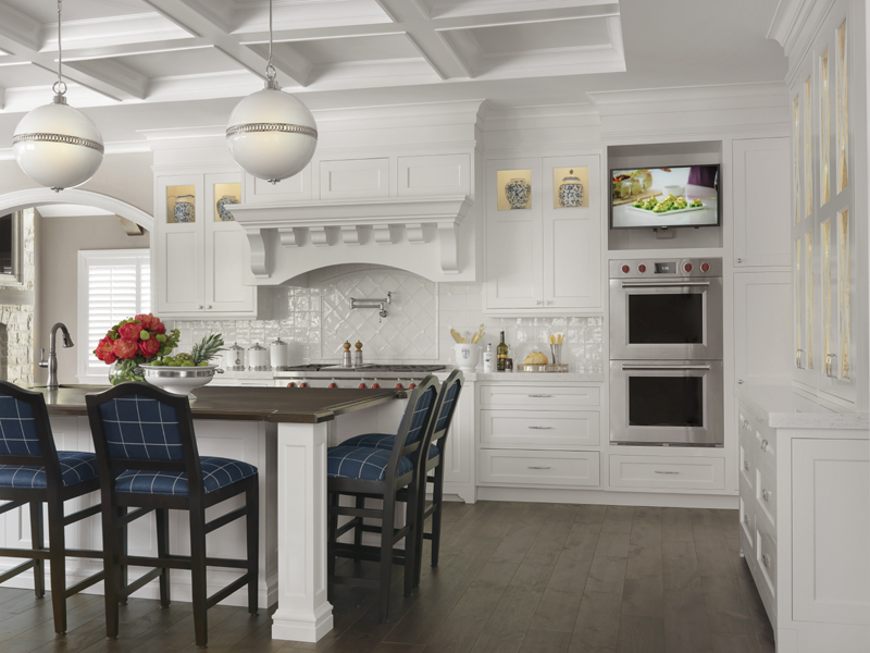 Gourmet kitchen featuring a French country design