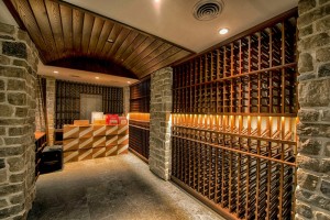 Wine cellar with barrel vault ceiling