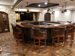 Pub and bar area - French country home