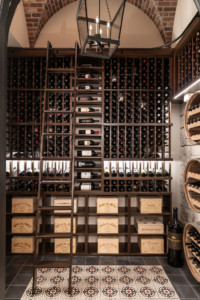 Custom wine cellar with ladder