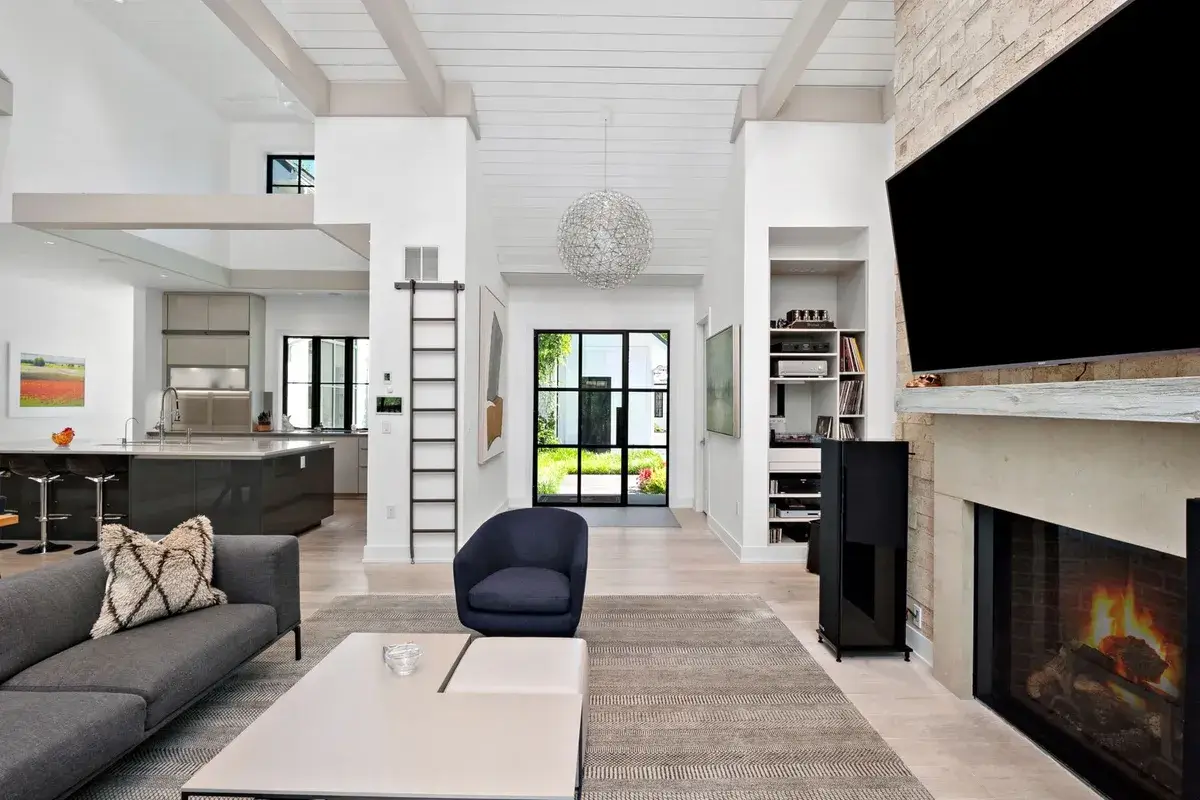 Custom home featuring fireplace surround