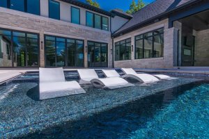 Exterior Custom Home Front Pool