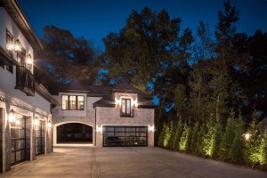 Exterior Garage Construction with Light decoration